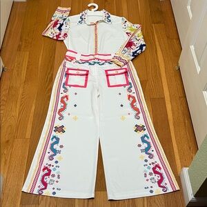 White Multicolor Women's Jumpsuit